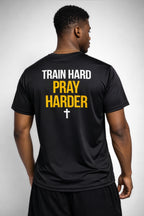 Pray Harder Short Sleeve Dry-fit Shirt (Yellow)